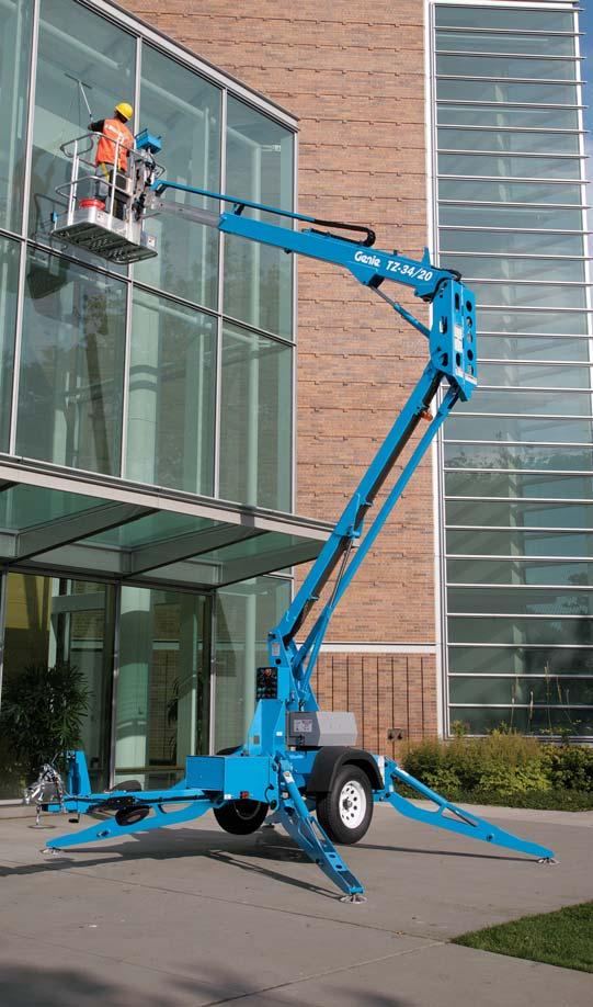 REACH UP REACH OUT The Genie TZ -34/20 has an outstanding working envelope and intuitive controls that allow operators to effi ciently reach where they need to