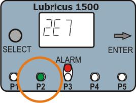 9.5 Error message E7: Back pressure too high/over-current (output signal PIN 4 = Low (0 V)) Display: Cause: Remedy: ALARM (red LED) is flashing, Display: Number of pump unit + E7 = 2E7 Back pressure