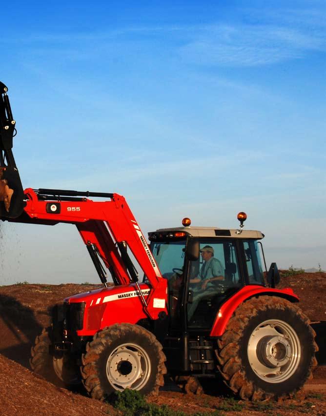 A one-click implement attachment system allows the operator to attach loader implements without leaving the seat. 4.