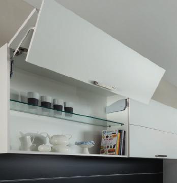 FREE FLAP > Opening angles of 90 and 107 > Compact dimensions for cabinets with
