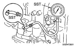 HYDRAULIC TEST 2. Move the shift lever to R and measure the time until the shock is felt. 3. Repeat the 2 procedures above 3 times, and calculate the average time of the 3 tests.
