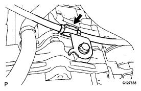 f. Connect the control cable onto the control shaft lever with the nut. Torque: 12 N*m (122 kgf*cm, 9 ft.*lbf) Fig. 150: Identifying Control Shaft Lever Nut g.