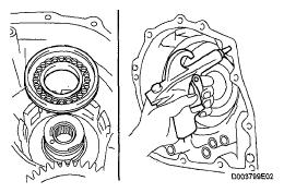 e. Using SST, remove the needle-roller bearing from the transaxle rear cover. SST 09387-00041 (09387-01010, 09387-01030, 09387-01040) Fig. 286: Identifying Needle-Roller Bearing 49.