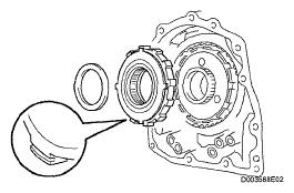 Fig. 358: Identifying Rotating Direction Of 1 -Way Clutch c. Install the 1-way clutch and bearing to the 1-way clutch outer race sleeve.