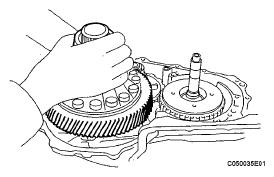 Fig. 406: Identifying Forward Clutch 33. INSTALL OVERDRIVE BRAKE GASKET a. Install 2 new overdrive brake gaskets to the transaxle. Fig. 407: Identifying Overdrive Brake Gasket 34.
