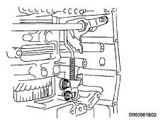 Fig. 424: Identifying Parking Lock Pawl Bracket With Bolts 49. INSTALL MANUAL DETENT SPRING SUBASSEMBLY a.