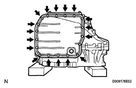 Fig. 443: Identifying Magnets b. Install a new oil pan gasket to the oil pan. c. Install the oil pan to the transaxle with the 18 bolts. Torque: 7.6 N*m (77 kgf*cm, 67 in.