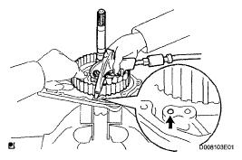 Fig. 511: Identifying Compressed Air To Transaxle 5. INSPECT DIRECT CLUTCH RETURN SPRING SUBASSEMBLY (See INSPECTION ) INSPECTION 1. INSPECT PACK CLEARANCE OF DIRECT CLUTCH a.
