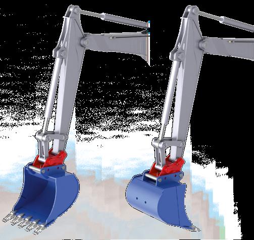Symlock adapter quickly turns a shovel bucket into a backhoe bucket Expert tip For all applications for which more digging depth or range are required, i.e. for material loading, backfilling, excavation, obstructions, limited reach.