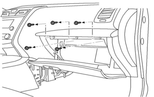 INSTALLATION PROCEDURE: (continue) Fig.12 12) Carefully pry out the center footwell panel from the passenger side of the center console a) Pull out at center and slide to the rear.