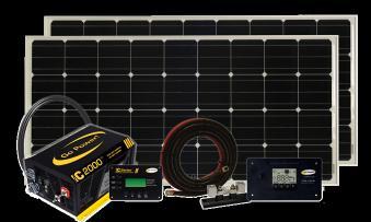These kits all include a 30 amp PWM solar controller and an inverter remote and install kit.