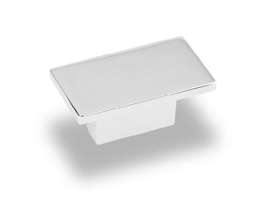 SQUARE CABINET KNOB, POLISHED CHROME 1 9/16 overall length zinc die cast cabinet knob. Packaged with two 8/32 x 1 1/8 screws.