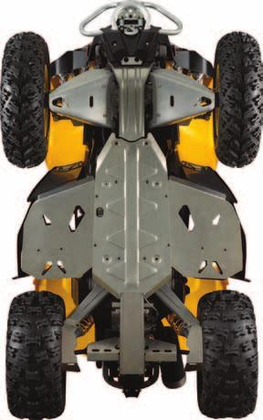 715000287 Central Chassis Skid Plate Protect your frame from the unexpected a must-have for rugged terrain. Stamped 3 mm [ 1 /8"] aluminum construction. Recessed bolt holes.
