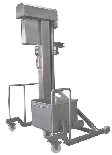Column lifter for lifting and turning 200L trolleys