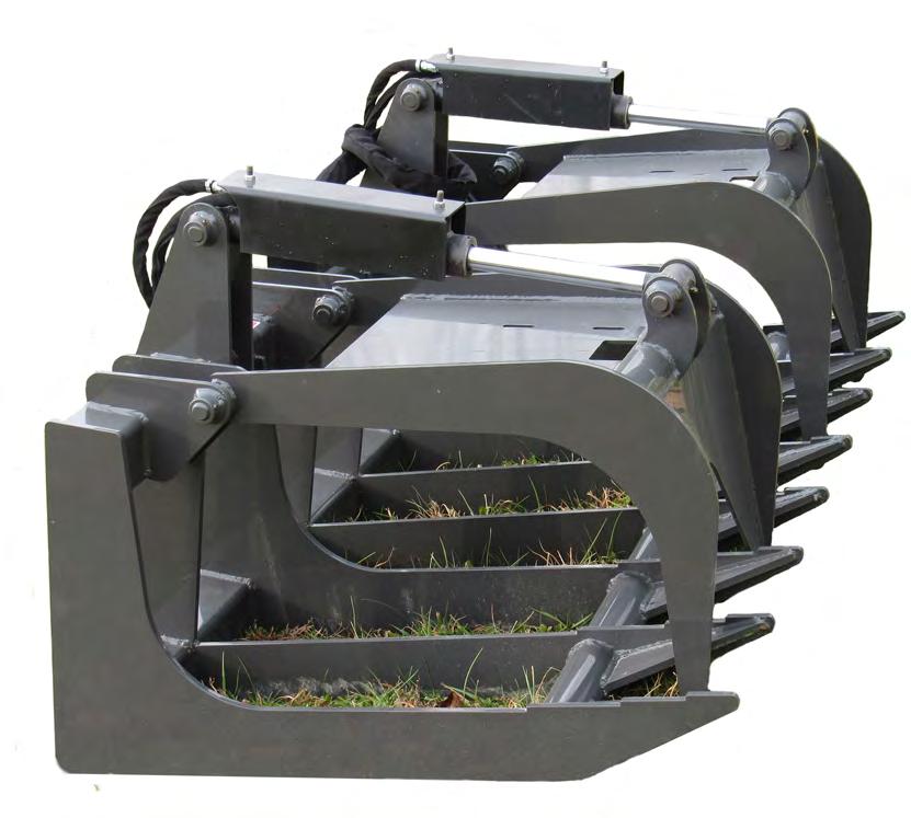 Industrial Root Grapple Industrial Root Grapple 35" Recommended machine size: 45HP to 65HP 2" bore by 10" stroke cylinders Hydraulic lines routed inside the tubing to prevent tears Optional spacer