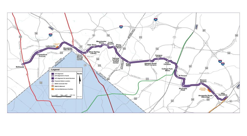 Project Overview A new 16 mile east-west light rail line between Bethesda in Montgomery County