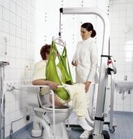 10) Often, toileting can be managed easily with one of Liko s basic sling models, e.g., Original or Universal. The patient can be transferred to the toilet with a mobile hygiene chair.