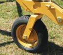 Caster-style wheels offer better maneuverability; reduce scuffing on tight turns. Simple adjustable turnbuckle makes it easy to change windrow widths.