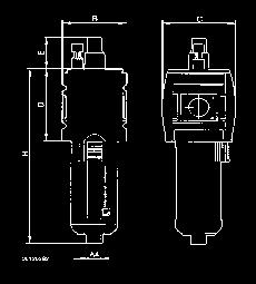 Modular FRL Series Temperature range: -10ºC to +50ºC Installation position: vertical Reservoir capacity: 0cm 3 Body: PA MXD 6 Thread bushing: die-cast zinc Reservoir: polycarbonate with bayonet