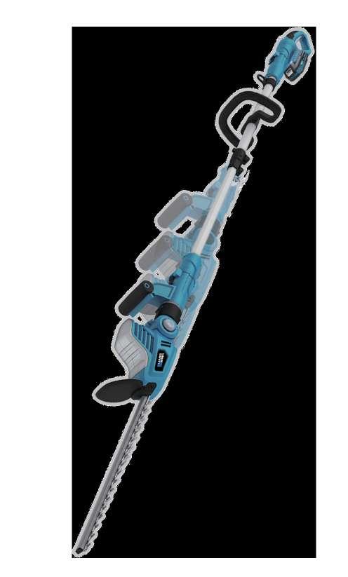 system Soft grip hande provides comfortable Can used as pole hedge trimmer and portable hedge trimmer 2 in 1 Telescopic tube allows different height trimming Pivoting head allows you to trim at a