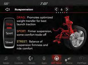 FEATURES OVERVIEW Suspension Drag Mode Drag Suspension calibration will change: Steering Drag Mode Steering is set to DRAG mode for high speed stability.