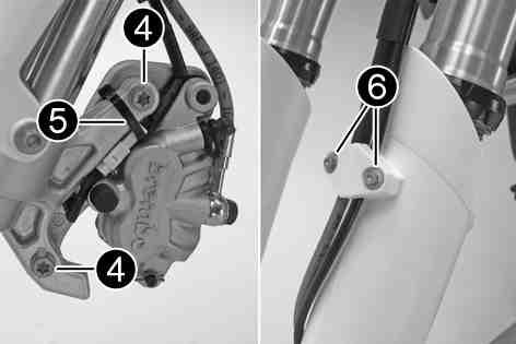 9 lbf ft) Position brake caliper, and mount and tighten screws. Screw, front brake caliper M8 25 Nm (18.4 lbf ft) Loctite 243 10.