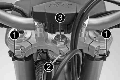 SERVICE WORK ON THE CHASSIS 50» If click positions are noticeable: (EXC-F SIX DAYS) Adjust the play of the steering head bearing.x( p.