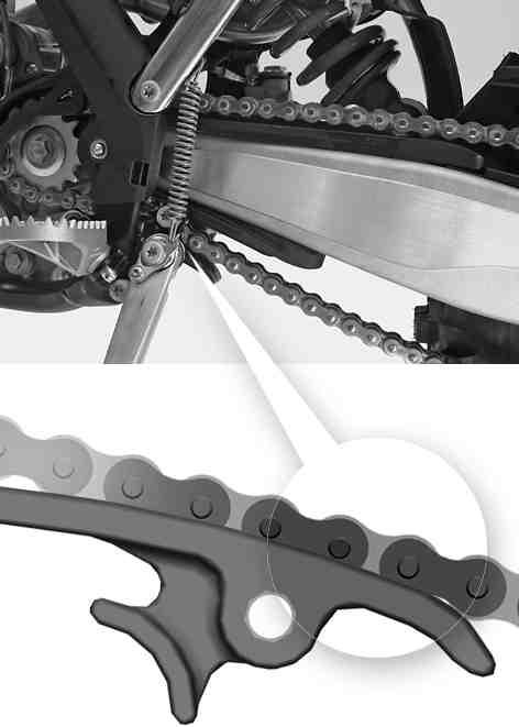 x Check that the chain sliding guard is firmly seated.» If the chain sliding guard is loose: Tighten the chain sliding guard.