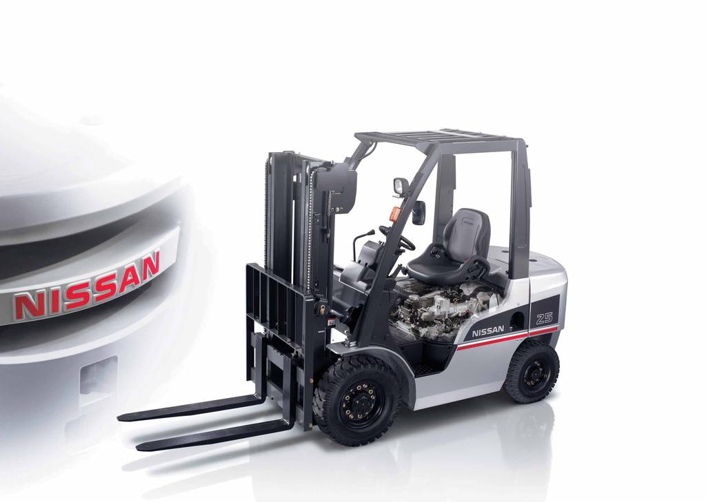 F In the 1F Series, Nissan Forklift brought together the 01 PUREBRED NISSAN FORKLIFT 02 The Reliability to Keep You Going In the 1F Series, Nissan Forklift brought together the experience of more