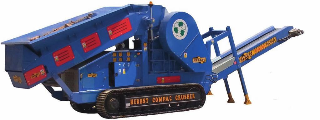 30 Herbst Compac Crusher Features and Benefits: Belt fed hopper Fully skirted product conveyor Heavy duty chassis and track frame Removable discharge conveyor with hyd.