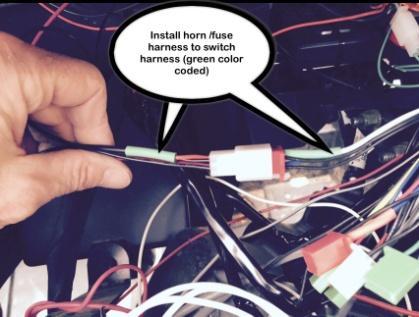Do not connect the front and rear turn signal harnesses to the switch harness at