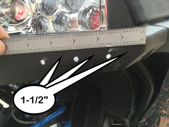 1-1/2 spacing between holes and the corner of the headlight frame