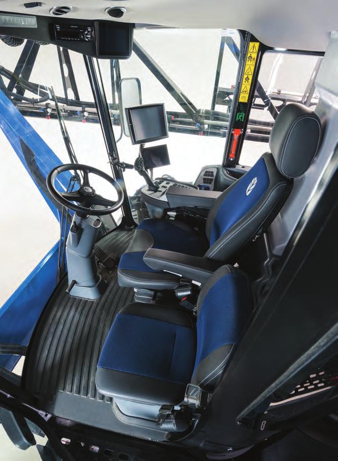 08 OPERATOR COMFORT AND CONTROLS The new benchmark for spraying comfort. Quiet, comfortable control Step into the spacious, newly designed cab and long days will melt away.