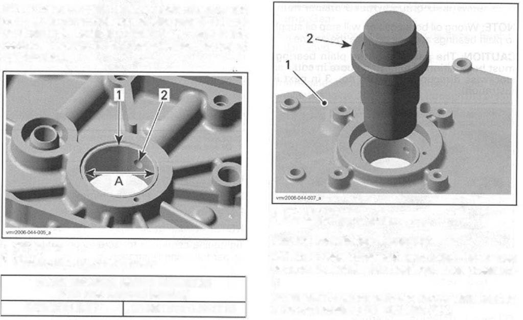 PROCEDURES PTO COVER NOTE: Measure plain bearing inside diameter and compare to crankshaft journal diameter (PTO support bearing). Refer to CRANKSHAFT later in this section.