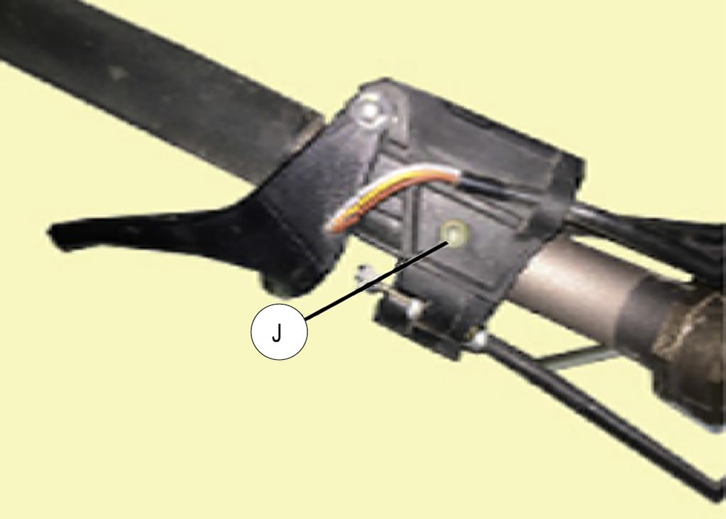 e. Remove throttle by removing C-clip from bottom of throttle pin with a flathead screwdriver. Retain clip for reuse. f. Remove pin being careful to not lose any of washers under pin head.