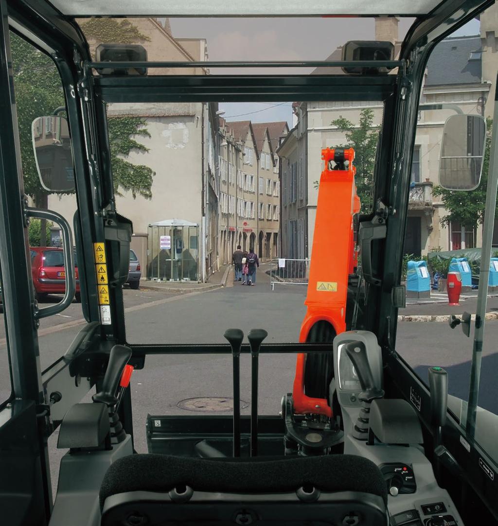 COMFORTABLE INTERIOR 1. Excellent visibility To help you perform jobs more efficiently and safely, the KX027-4 s cabin offers an expansive field of vision that increases your environment awareness.