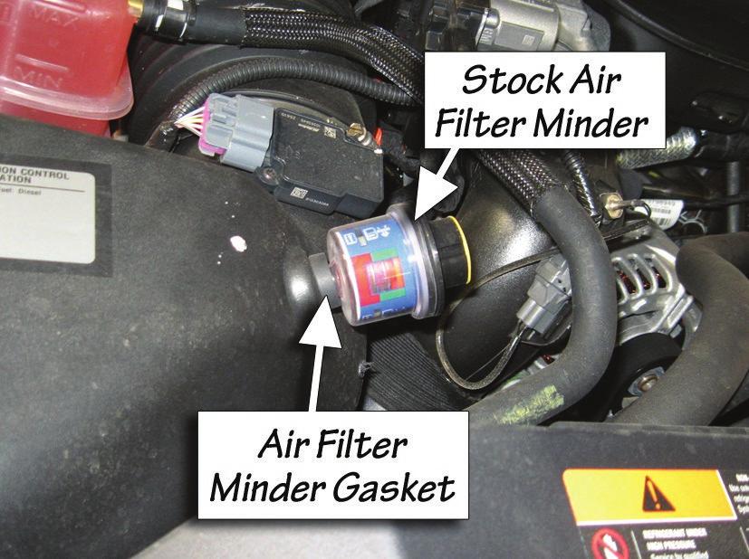 Figure 5- Remove Stock Air Filter Minder & Air Filter Minder Gasket 11. From the stock air box, remove the stock air filter Minder.