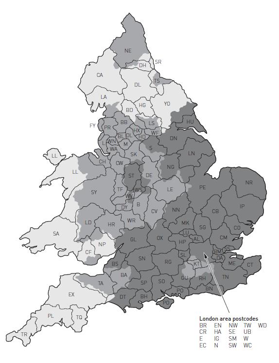 Map of Hard Water Regions in the UK Soft to moderately soft 0-100mg/l as calcium carbonate equivalent Hard to very hard