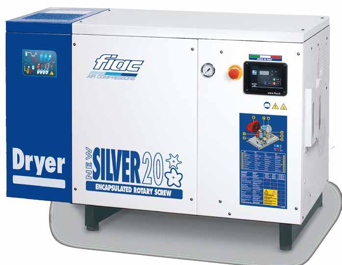 Silent encapsulated rotary screw compressors with or without dryer Module: compressor + dryer Belt drive Type NEW SIVER D 15-20 xx l