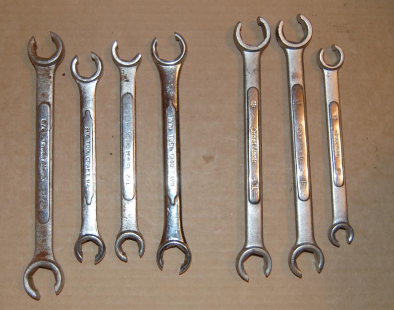 Flare nut wrenches for tubing.