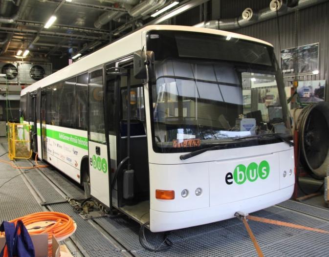 4.3 emule test platform A full size light-weight electric prototype bus, the emule (Figures 13, 14), serving as a test bed for powertrain components and also as a gauge for the four (pre) commercial