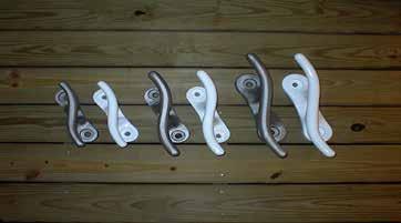 Aluminum S Cleats Features S Cleats are made of high quality, durable cast aluminum alloy. Smooth finish prevents boat or dock line chafing. Four standard sizes - 10, 12, 15 and 18.
