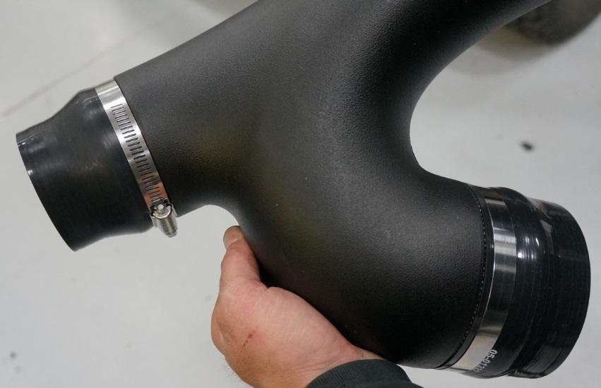Install the supplied silicone hose to the Whipple air tube using the