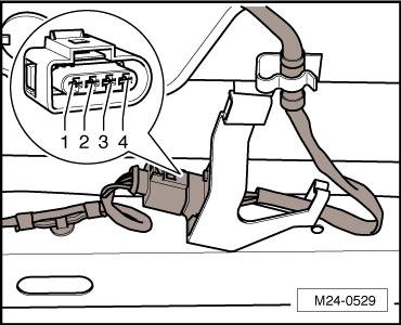 harness connector terminals 1 to 2 for resistance. Fig. 52: Identifying Oxygen Sensor (O2S) Behind Three Way Catalytic Converter (TWC) G130 Electrical Harness Connector Terminals Specified value: 1.