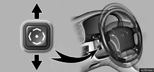 To adjust the tilt of the steering wheel, push the control switch upward or downward to set it to the desired position.