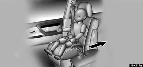 COMFORT ADJUSTMENT 16X117a 16X118c Move seat fully back CAUTION A forward facing child restraint system should be put on the front seat only when it is unavoidable.