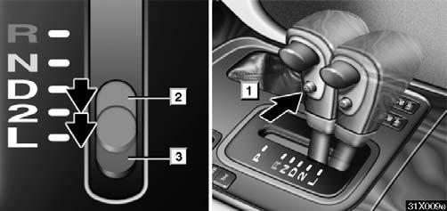 STARTING AND DRIVING (c) Using engine braking 31X009e To use the braking power of the engine, downshift the transmission in the way described below: 1 Push the overdrive switch.
