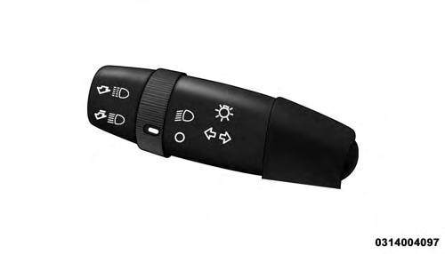LIGHTS Multifunction Lever The multifunction lever controls the operation of the headlights, parking lights, turn signals, headlight beam selection and the passing lights.