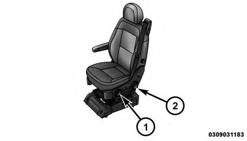 86 UNDERSTANDING THE FEATURES OF YOUR VEHICLE Height Adjustment (With Swivel Seat) If Equipped The height adjusting knobs are located on the center outboard side of the seat.