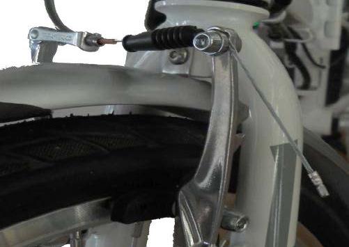 Thread the brake line through the brake handle, and take it out from the hole of the